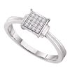 Image 1 : Sterling Silver Womens Round Diamond Simple Square Cluster Ring 1/20 Cttw