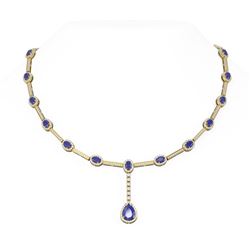 16.36 ctw Sapphire & Diamond Necklace 18K Yellow Gold