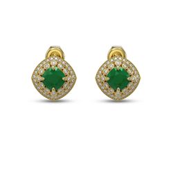 4.99 ctw Certified Emerald & Diamond Victorian Earrings 14K Yellow Gold