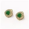 Image 2 : 4.99 ctw Certified Emerald & Diamond Victorian Earrings 14K Yellow Gold