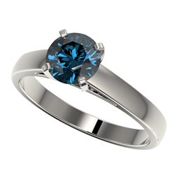 1.28 ctw Certified Intense Blue Diamond Engagment Ring 10k White Gold