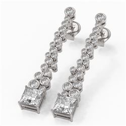 2.5 ctw Princess Cut Diamond Designer Earrings 18K White Gold