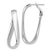 Image 1 : 14k White Gold 5 mm Twisted Oval Omega Back Hoop Earrings