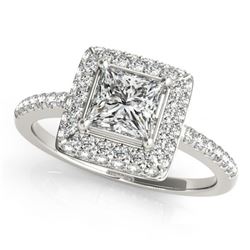 1.5 ctw Certified VS/SI Princess Diamond Halo Ring 14k White Gold