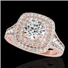 Image 1 : 2 ctw Certified Diamond Solitaire Halo Ring 10k Rose Gold