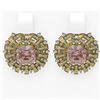 Image 1 : 11.25 ctw Morganite & Diamond Earrings 18K Yellow Gold