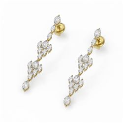5.28 ctw Marquise Cut Diamond Designer Earrings 18K Yellow Gold