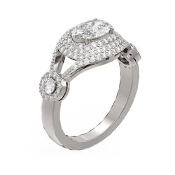 2.19 ctw Oval Diamond Ring 18K White Gold