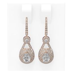 4.09 ctw Pear Diamond Earrings 18K Rose Gold