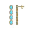 Image 2 : 4.84 ctw Turquoise & Diamond Micro Pave Halo Earrings 10k Yellow Gold