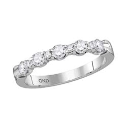 14kt White Gold Womens Round Diamond Wedding Anniversary Band Ring 1/2 Cttw