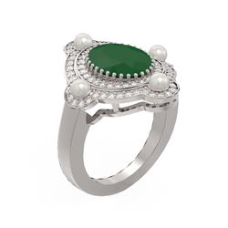 4.78 ctw Emerald & Diamond Ring 18K White Gold