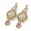 Image 3 : 11.24 ctw Morganite & Diamond Earrings 18K Yellow Gold