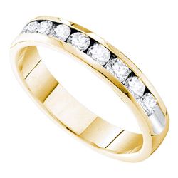 14kt Yellow Gold Womens Round Channel-set Diamond 4mm Wedding Band 3/4 Cttw