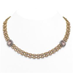 37.49 ctw Morganite & Diamond Necklace 14K Yellow Gold