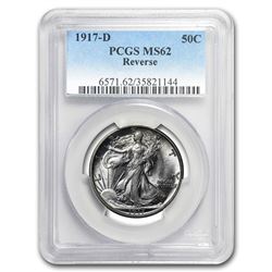 1917-D Reverse Walking Liberty Half Dollar MS-62 PCGS