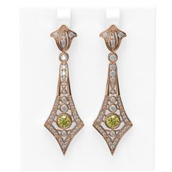 3.4 ctw Fancy Yellow Diamond Earrings 18K Rose Gold