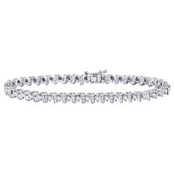 Sterling Silver Womens Round Diamond S Link Tennis Bracelet 1/3 Cttw