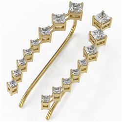 1.68 ctw Princess Cut Diamond Designer Earrings 18K Yellow Gold