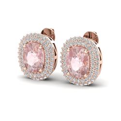 5.50 ctw Morganite & Micro Pave VS/SI Diamond Earrings 14k Rose Gold