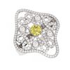 Image 3 : 2.1 ctw Fancy Yellow Diamond Ring 18K White Gold