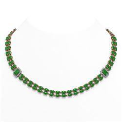 27.5 ctw Jade & Diamond Necklace 14K Rose Gold