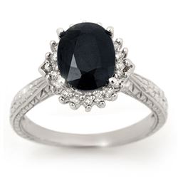 2.75 ctw Blue Sapphire & Diamond Ring 18k White Gold