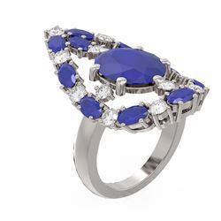 12.63 ctw Sapphire & Diamond Ring 18K White Gold