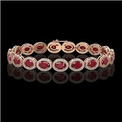 15.2 ctw Ruby & Diamond Micro Pave Halo Bracelet 10k Rose Gold