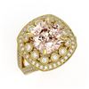 Image 1 : 5.82 ctw Certified Morganite & Diamond Victorian Ring 14K Yellow Gold