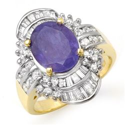 5.20 ctw Tanzanite & Diamond Ring 14k Yellow Gold