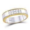 Image 3 : 14kt Two-tone Gold His Hers Round Diamond Cluster Matching Bridal Wedding Ring Band Set 1.00 Cttw