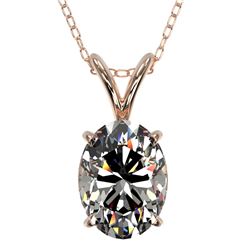 1.25 ctw Certified VS/SI Quality Oval Diamond Necklace 10k Rose Gold