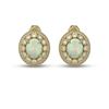 Image 1 : 7.4 ctw Certified Opal & Diamond Victorian Earrings 14K Yellow Gold