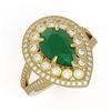 Image 1 : 5.12 ctw Certified Emerald & Diamond Victorian Ring 14K Yellow Gold