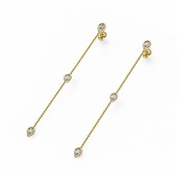 1.5 ctw Pear Cut Diamond Station Earrings 18K Yellow Gold