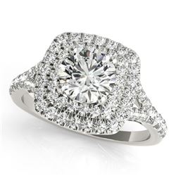 1.6 ctw Certified VS/SI Diamond Solitaire Halo Ring 14k White Gold