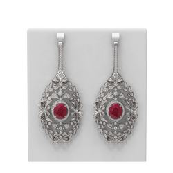 18.58 ctw Ruby & Diamond Earrings 18K White Gold