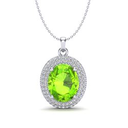 4.50 ctw Peridot & Micro Pave VS/SI Diamond Necklace 18k White Gold