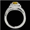 Image 2 : 2 ctw Certified SI/I Fancy Intense Yellow Diamond Halo Ring 10k White Gold