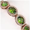 Image 3 : 21.13 ctw Peridot & Diamond Micro Pave Halo Bracelet 10k Rose Gold