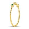 Image 3 : 10kt Yellow Gold Womens Princess Emerald Beaded 3-stone Stackable Band Ring .03 Cttw