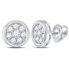 Image 1 : 14kt White Gold Womens Round Diamond Circle Cluster Stud Earrings 1/2 Cttw