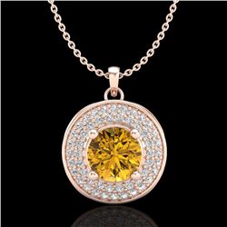 1.25 ctw Intense Fancy Yellow Diamond Art Deco Necklace 18k Rose Gold