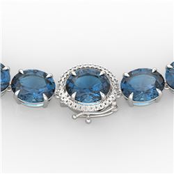 177 ctw London Blue Topaz & Diamond Micro Necklace 14k White Gold