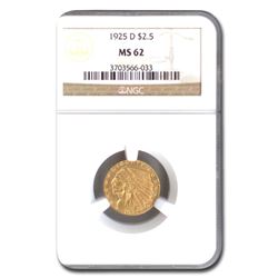 1925-D $2.50 Indian Gold Quarter Eagle MS-62 NGC
