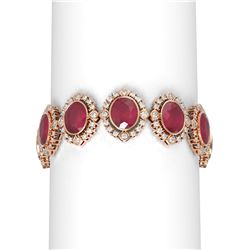 50.03 ctw Ruby & Diamond Bracelet 18K Rose Gold