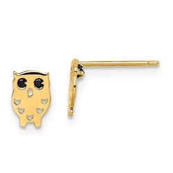 14k Black Cubic Zirconia Owl Post Earrings - 42 mm