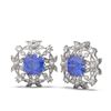 Image 2 : 12.73 ctw Tanzanite & Diamond with Pearl Earrings 18K White Gold