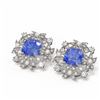 Image 3 : 12.73 ctw Tanzanite & Diamond with Pearl Earrings 18K White Gold